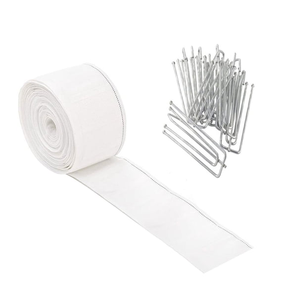 ZPAQI Curtain Pleat Tape 6 Meter Pleater Tape with 15Pcs 4 Prongs Metal Hooks Clips