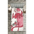 thumbnail image 3 of Ambesonne Pink Quilted Bedspread Set 2 Pcs, I Love Family Hearts Swirl, Twin Size, Pink Grey White, 3 of 3