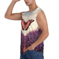 thumbnail image 3 of Lsque Butterfly Over Lavender Print Men's Cotton Blend Sleeveless Muscle Shirts (S-3XL)- Moisture Wicking, Odor Protection, UPF 30+,XX-Large, 3 of 8
