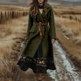 thumbnail image 2 of HJYCHN Women Bohemian Trench Coat Long Double Breasted Overcoat for Warm Fall and Winter Wear Stylish Statement Coat Green XXXL, 2 of 5