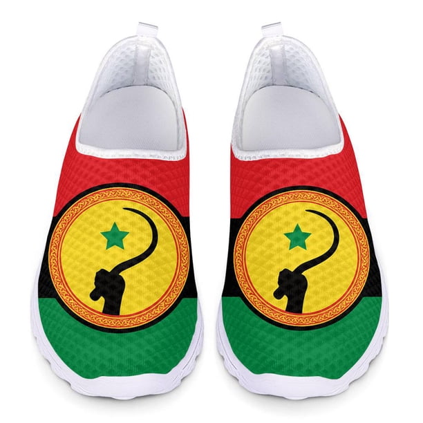 Doginthehole - Zapatos de malla con estampado divertido de la bandera del pueblo Oromo, zapatos planos para mujer, zapatillas informales sin cordones, estilo romaní, viajeros romaníes