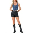 thumbnail image 2 of INSPIRE CHIC Women's Vest Denim Sleeveless Square Neck Cropped Front Button Down Vest S Blue, 2 of 6