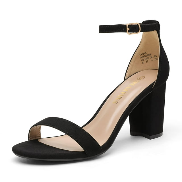 Sandalias Dream Pairs Chunk de tacón bajo para mujer, talla 8, color negro