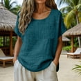 thumbnail image 2 of Ladies Tops 2026 Baggy Boho Tops for Women Casual Summer Holiday Top Plus Size Cotton Linen Blouses Clothing Womens T Shirts for Women Cosy Soft Oversized Short Sleeve Women's Fashion Shirt, 2 of 6