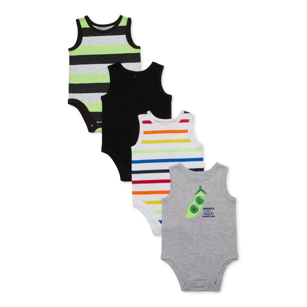 Garanimals Garanimals Baby Boy Tank Bodysuit MultiPack, 4pc
