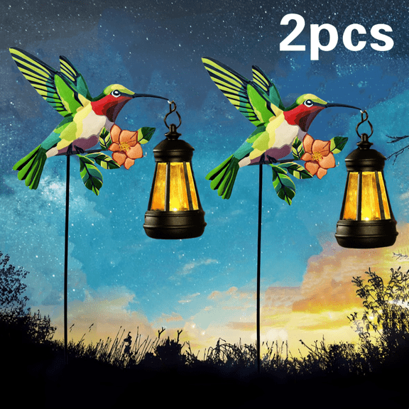 1/2 Pack Hummingbird Solar Lantern Lights, IP65 Waterproof Warm White Solar Hanging Lantern, Outdoor Solar Powered Decor for Yard Patio Garden Party Decorations