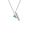 thumbnail image 2 of Delight Jewelry Silvertone Small Teal Lizard Silvertone Always My Mother Bar Charm Necklace, 23", 2 of 4