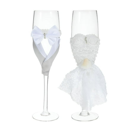 ACDANC 1 pair of Wedding Champagne Glass Set Bride and Groom Champagne Flutes Wedding Wine Goblet