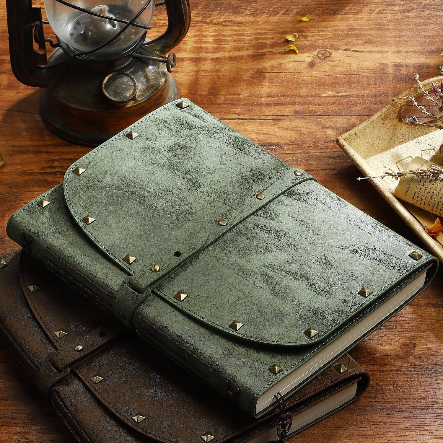 Notebook/Journal for Women Men 288 Pages A5 Hardcover Leather Journals for Writing,Travel,Business,Work & School,College Ruled Notebooks for Note Taking, Diary Notepad 7.3"×9.3" Green color