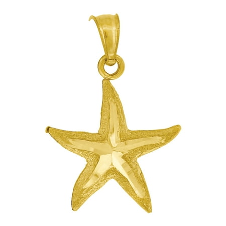 Gold Starfish Charm - 10kt Yellow Gold Womens 5 Point Starfish Animal Fashion Charm Pendant