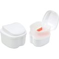thumbnail image 2 of Denture Case, Denture Cup with Strainer,False Teeth Storage Box with Basket Net Container Holder for Travel, Retainer Cleaning (White), 2 of 7