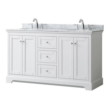 Wyndham Collection Avery 60" Oval-Sinks Wood Double Bathroom Vanity in White