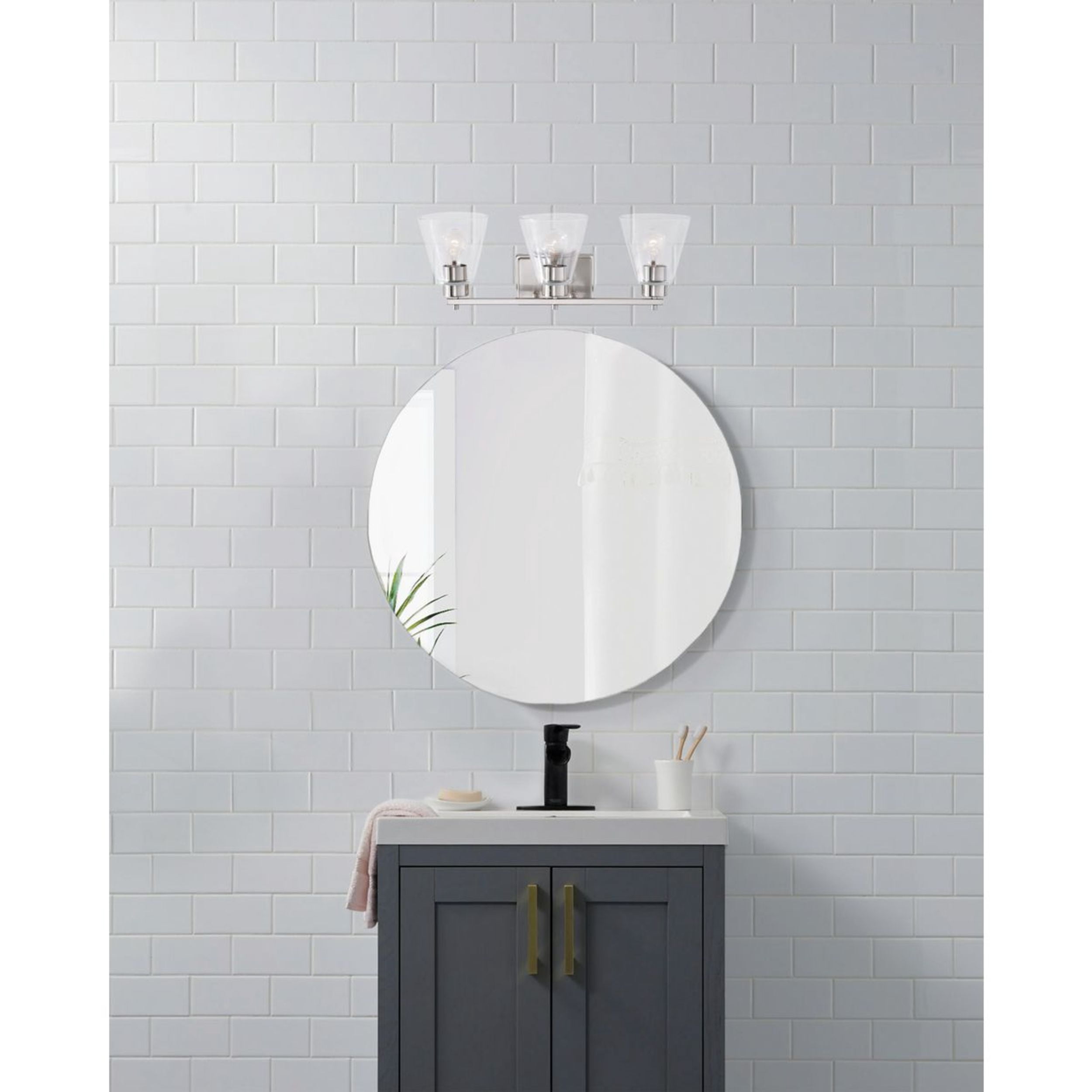 Better Homes and Gardens 22" Modern Dimmable 3-Light Vanity, Silver, Medium Base Bulb, Bathroom Light
