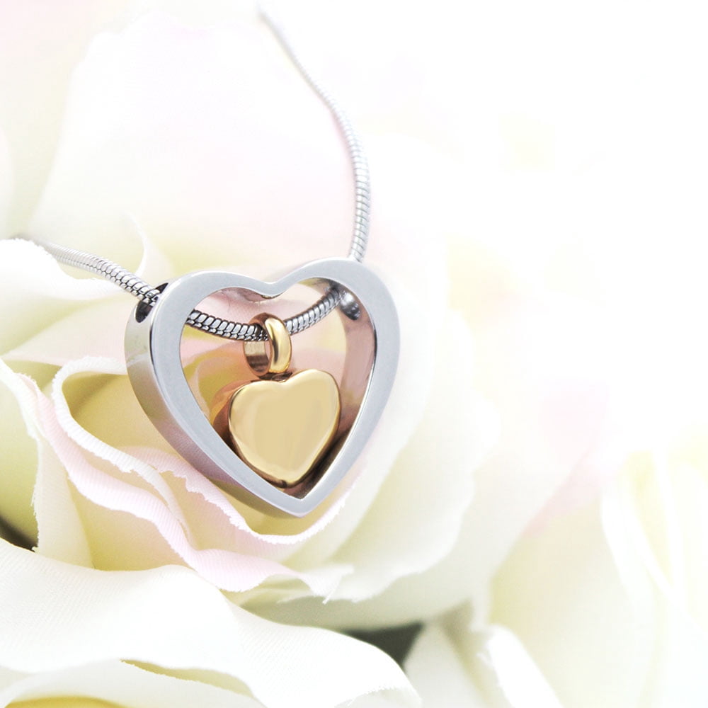 Anavia Floating Drop Heart Cremation Jewelry for Ashes Memorial Necklace Ash Urn Keepsake-[Silver - Gold]