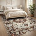 thumbnail image 3 of ODIKA Throw Tan Vintage Boho Ornamental Distressed Vine Border for Living Room, Under Sectional, Family , Non-Slip Flatwoven, 3 of 7