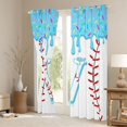 thumbnail image 3 of Manfei Cartoon Baseball Curtains and Drapes Pack of 2 (52x63 Each), Kawaii Letter VBlack Out Curtains, Light Blue V, 3 of 5