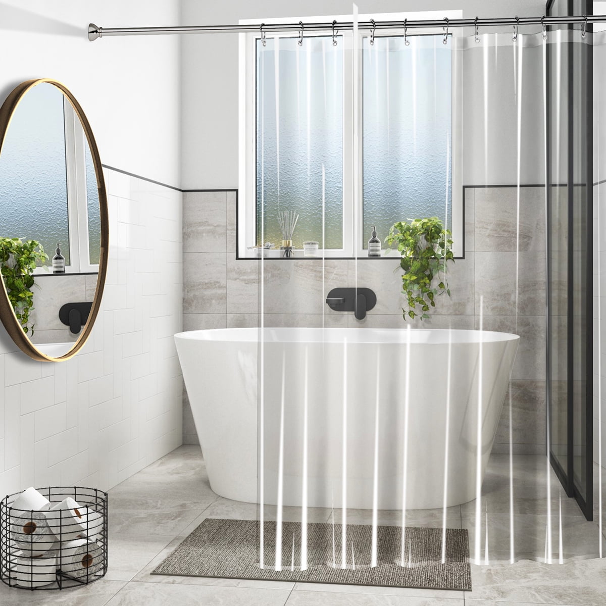 MildewResistant Solid Print Clear Vinyl Shower Curtain Liners