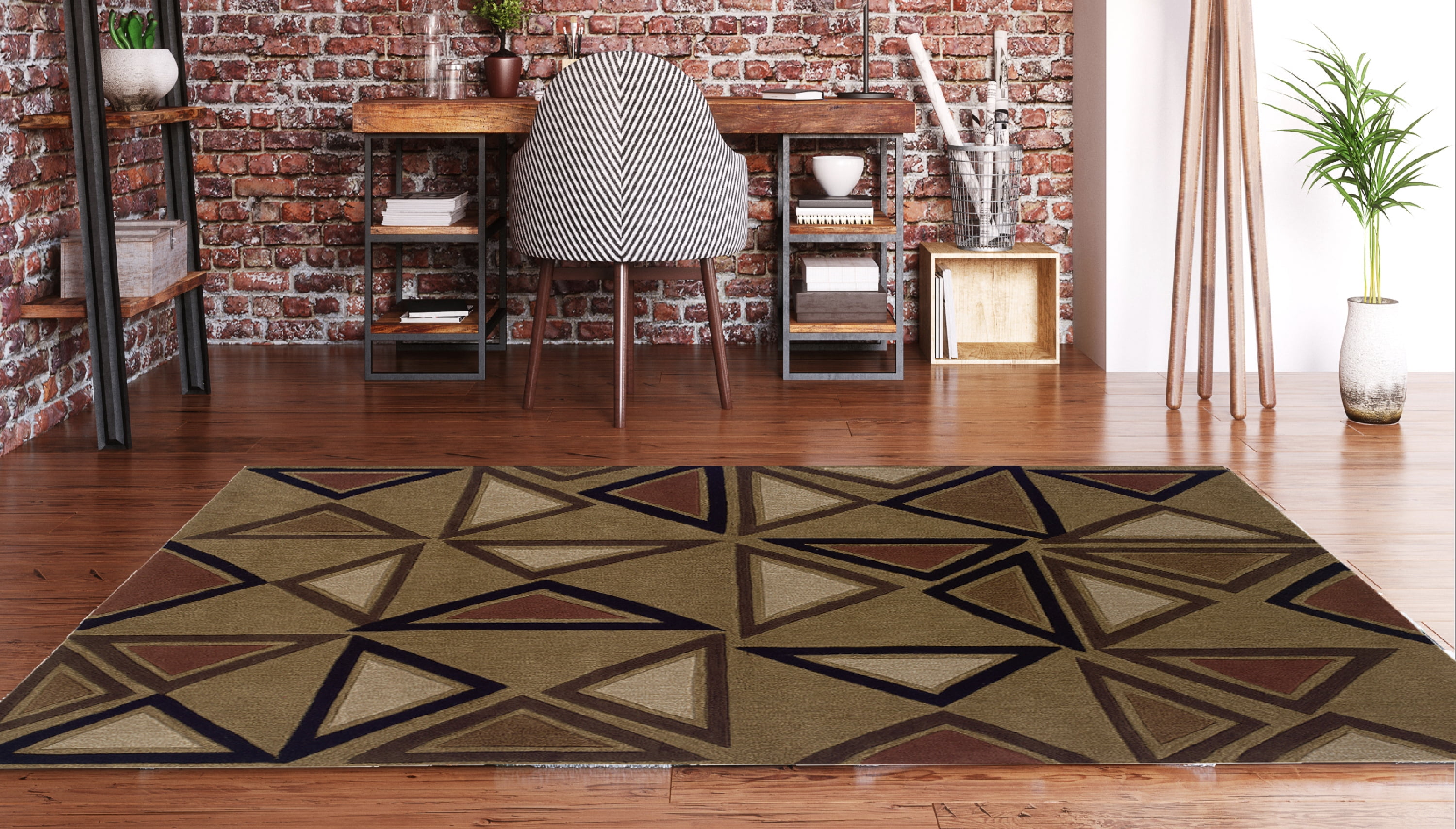 Trio Garlin 8X10 Rug Camel Brick Transitional Contemporary Design Indoor