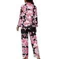 thumbnail image 2 of Suhoaziia Pink Cherry Blossoms Sleepwear for Women Nightgown Size S Comfortable Polyester 2 Pieces Nightwear Breathable Snug-Fit Sleep Set Long Sleeve Cozy Up Button-Down Outfits, 2 of 6