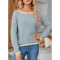 thumbnail image 5 of SHEWIN Women Sweater Stripe Knit Pullover Tops Holiday Jumper Crewneck Sweaters Long Sleeve Casual Knitted Fall Tops, 5 of 9
