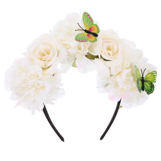 KAKOWELY Diadema de mariposa, diadema decorativa, diadema de flores simuladas para cosplay, decoración para el cabello