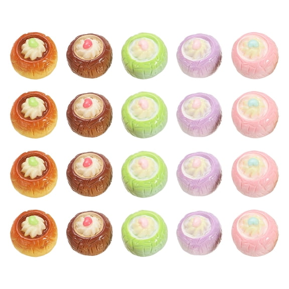 Uxcell Dollhouse Miniature Food, Cute Mixed  Cream Bread Figures Toys Mini Resin Foods for Pretend Play Kitchen Cooking Game & Doll House Decor (Mixing Colors, 20pcs)
