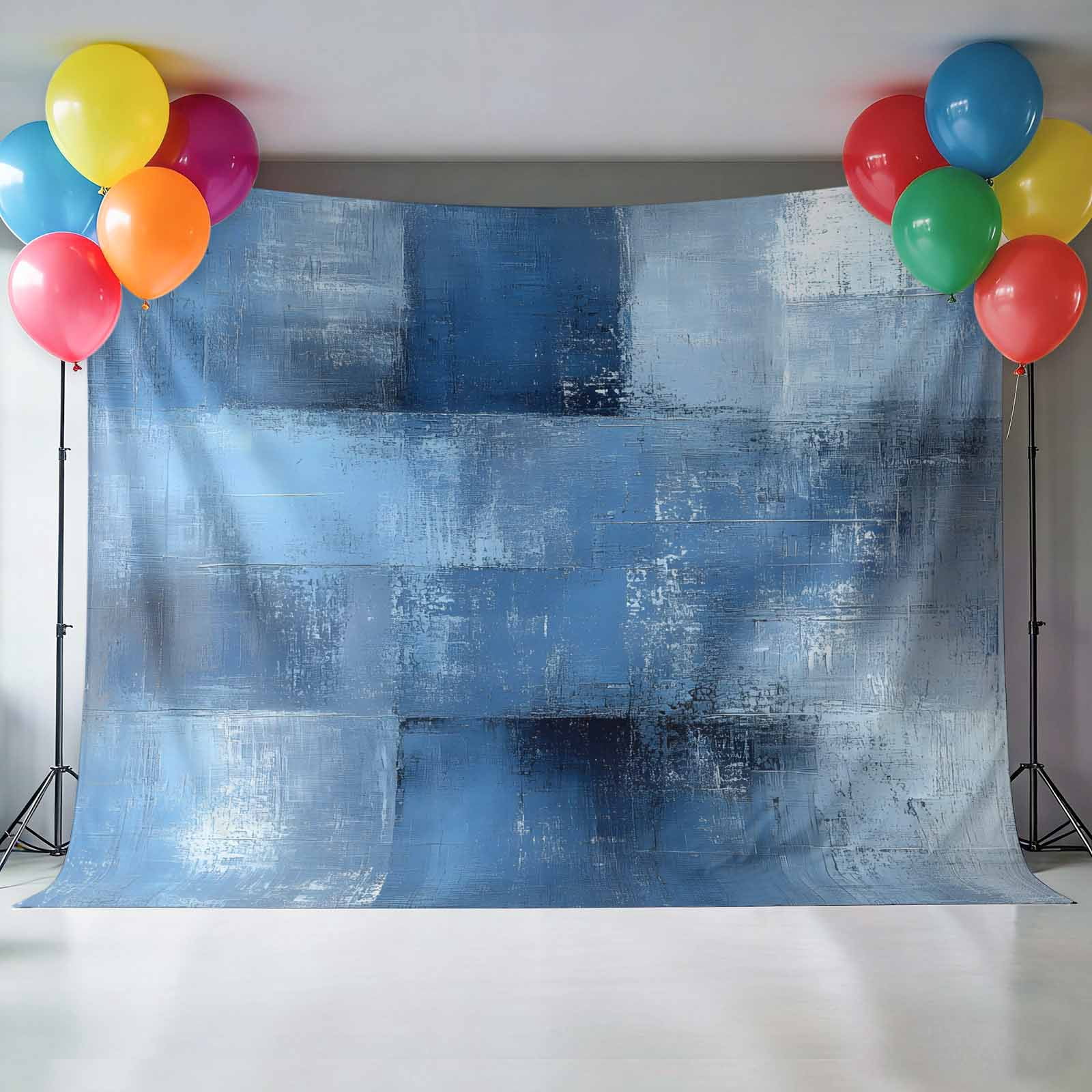 Blue Backdrop for Photography,Fabric Photo Background Backdrop,Ombre Oil Painted Retro Abstract Art Modern Photo Booth Background for Portrait Photoshoot Video Wedding Studio Decoration Banner 7x5ft