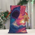 thumbnail image 5 of Pofeuu Hawaiian Island Beach Shark Print Burlap Bags with Drawstrings Drawstring Gift Bags Pouch Bag for Thankgiving Birthday Party Gift Wrapping Treats and Party Favors-Small, 5 of 9