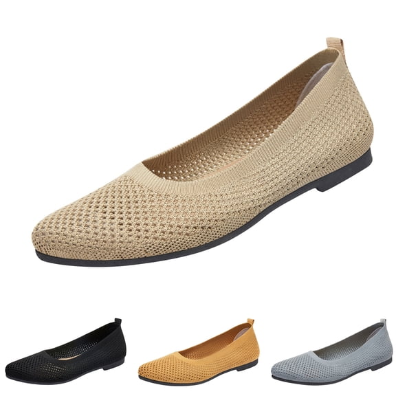 Domzle Women Comfortable Casual Flats: Lightweight & Anti-Slip for Outdoor Walking - Soft Insole & Breathable Knit for Confidence - Women Gray