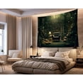 thumbnail image 4 of Library Tapestry Misty Witchy Fantasy Forest Wall Tapestry Big Book Tree House Medieval Tapestries for Study Room Bedroom Home Wall Art 60x50in, 4 of 6