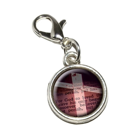 Cross and Bible Verse John 3-16 For God So Loved the World Bracelet Charm