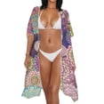 thumbnail image 3 of HELLHERO High Quality Fabrics Women's Beach Coverups Kimono Cardigan for Trips Long Free Size Long Kimono Swimsuit Cover Up Mandala Pattern, 3 of 6