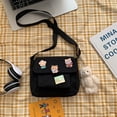 thumbnail image 3 of Bolso bandolera de lona con imperdibles y colgantes, bolso de hombro casual para mujer, mochila de estudiante estilo: estilo 1;, 3 of 5