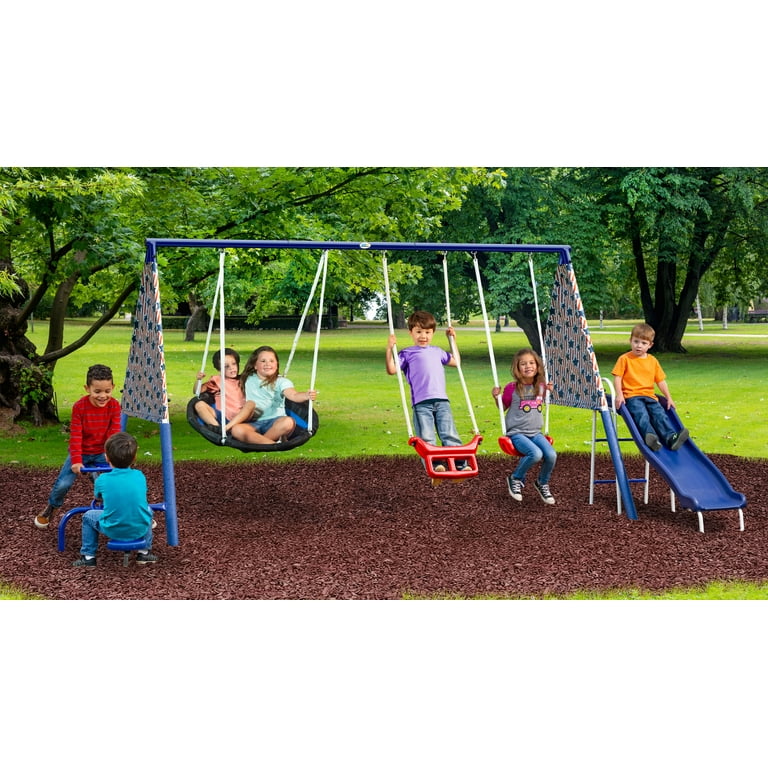 XDP Recreation Freedom Fun Metal Swing Set with Saucer Swing