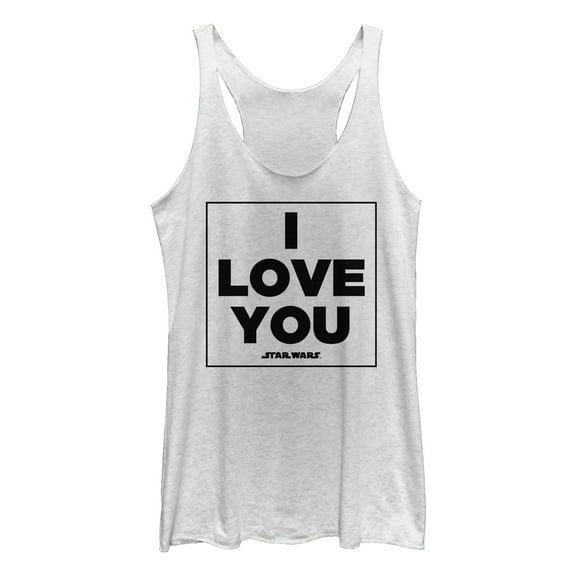 Women's Star Wars Princess Leia I Love You  Racerback Tank Top White Heather Medium