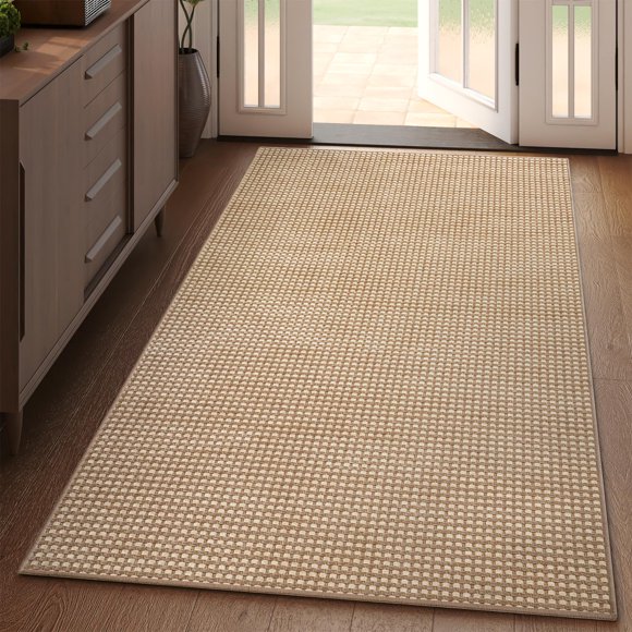 Alfombra YDKGL Boho tejida, lavable, 90 x 150 cm, color marrón