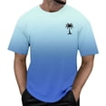 thumbnail image 2 of Mens T-shirts Short Sleeve Summer Gradient Color Print T Shirt Breathable Casual Daily Wear Outdoor Beach Tees Blue L, 2 of 4