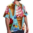 thumbnail image 2 of Ice Cream Men's Button Down Casual Hawaiian Print Short Sleeve Summer Beach Shirt, 2 of 6