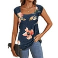 thumbnail image 5 of Raeneomay Ladies Graphic Tees Womens Tops Women's Casual Printed Short-Sleeved Neck Tops Blouse, 5 of 6