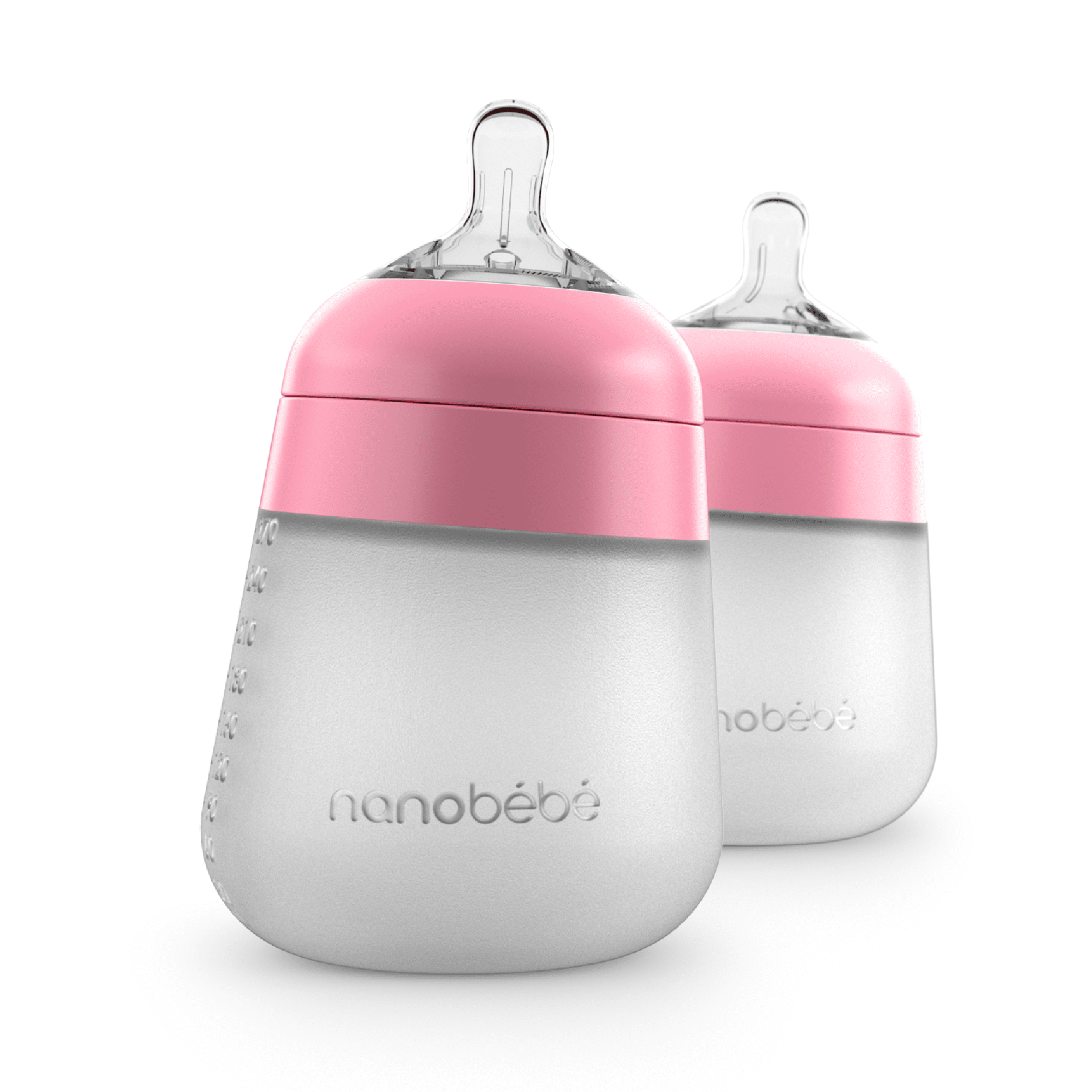 Nanobebe Anti-Colic Flexy Silicone Baby Bottles | Pink, 9 oz, 2 Pack