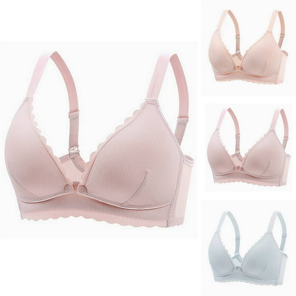 YHAJDS Women's Seamless Comfortable Daily Bra， Bras For Women Wireless Bra Plus Size Front Closure Fixed Cup Supportive Back Smoothing Comfortable