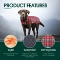 thumbnail image 4 of Kuoser Reversible Dog Coat Adjustable British Style Plaid Pet Jacket, Waterproof and Windproof, Red, S, 4 of 8