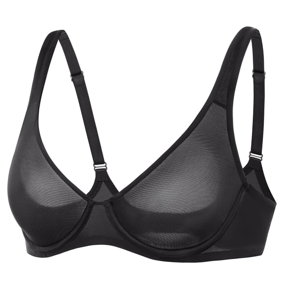 Sostén Balconette de Malla INLYRIC Transparente Sin Relleno Negro 38F