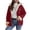 Wine, variant on wdsxpo Women's Winter Jackets Cute Printed Warm Sherpa Lined Coats Full Zip Up Hooded Sweatshirt Fashion Fleece Jackets Outerwear