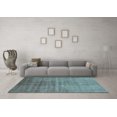 thumbnail image 3 of Ahgly Company Machine Washable Indoor Square Oriental Turquoise Blue Industrial Area Rugs, 4' Square, 3 of 4