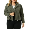 thumbnail image 5 of Unique Bargains Women's Plus Size Zip Closure Outerwear Cool Biker Crop Jacket, 5 of 6