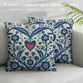 thumbnail image 3 of Nawypu  Floral Throw Pillow Cover Vintage Style Flower Heart Bird Navy Blue White Square Pillow Case Cushion Cover for Home Car Decorative, 3 of 5