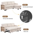 thumbnail image 3 of Euroco Sectional Sofa Set with Pull-Out Bed L-Shaped Lounge Sofa with Storage Rack Functional Sofa with Drop Down Table and USB Charger, Beige, 3 of 10