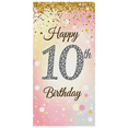 thumbnail image 2 of Pink Glittery Background Happy 10th Birthday Banner Party Supplies Photography Props Birthday Decoration Backdrop Decorations for Indoor Outdoor Celebrations, 2 of 8