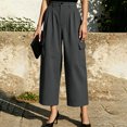 thumbnail image 6 of Women's High Waisted Cargo Pants Solid Color Loose With Pockets Casual Work Culotte Pants, 6 of 8